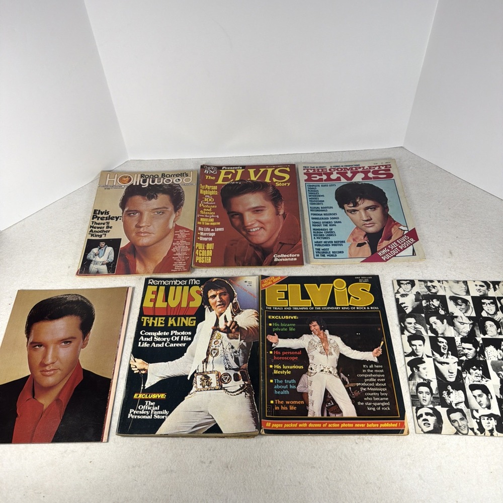 Vintage Elvis Presley Magazines Lot w 2 Full Size Posters Fan Collector